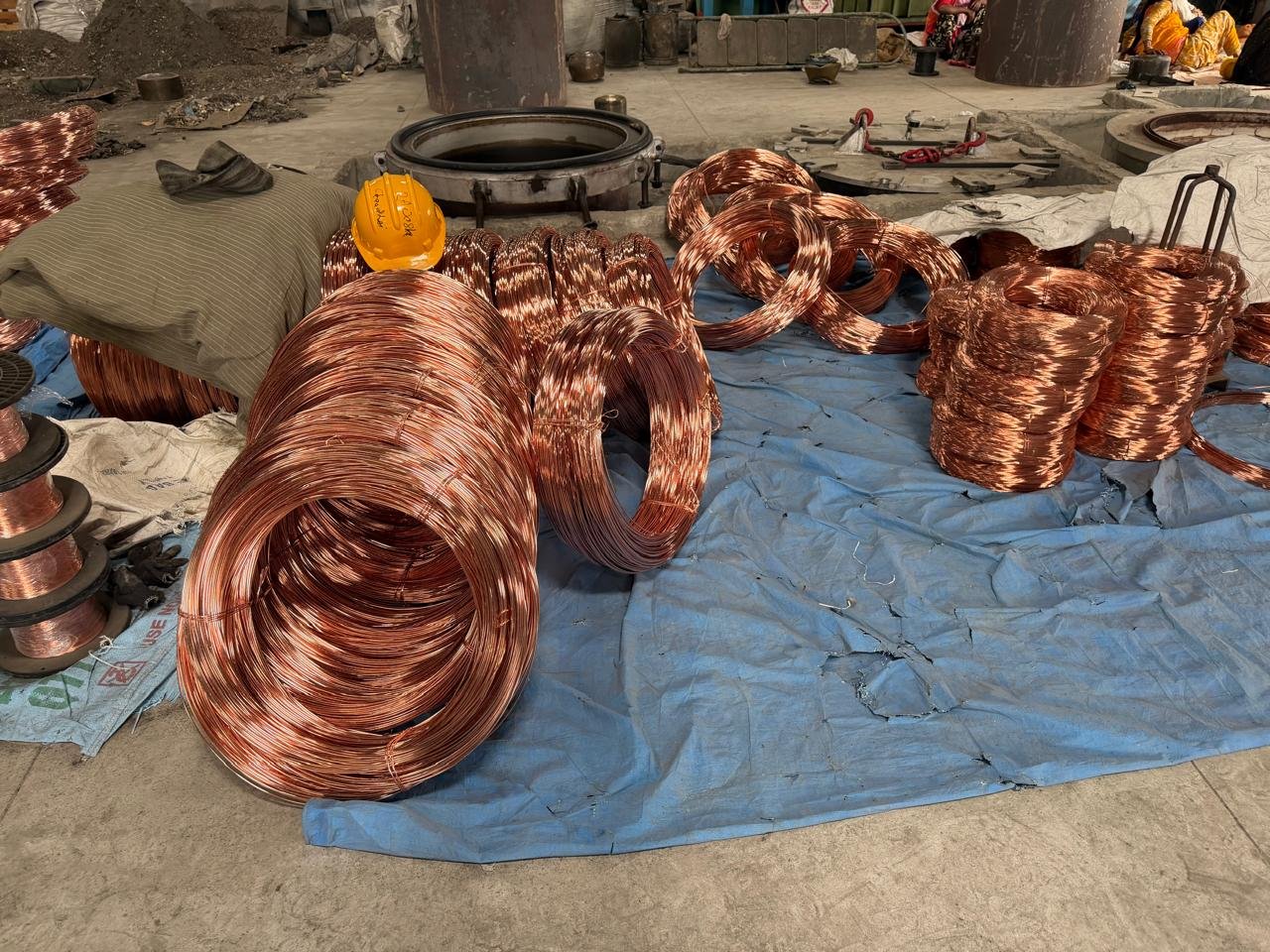 Copper wire scrap coils awaiting grading